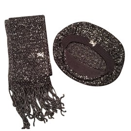 D&G-Set beret and scarf-Dark grey