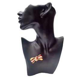 Lanvin Broche Blanco Roja Dorado