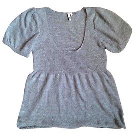 Iro Kurzärmeliger Wollpullover Grau Metallic Metallisch