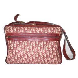 Christian Dior-Vintage reporter bag-Beige,Dark red
