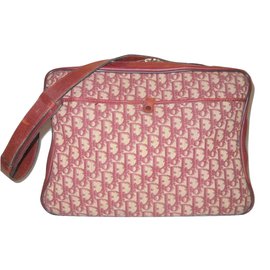 Christian Dior-Vintage reporter bag-Beige,Dark red