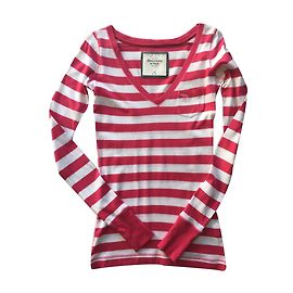 T-shirt Abercrombie & Fitch Rose Fuchsia à Rayures Coton Rose