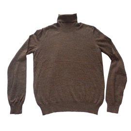 Yves Saint Laurent Pull col roulé Marron