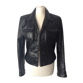 Banana Republic Lederjacke Schwarz