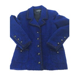 Chanel-Très belle veste en Tweed-Bleu