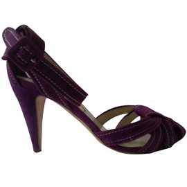 Rupert Sanderson-Suede purple sandals-Purple