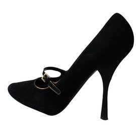 Louis Vuitton-Suede heels-Black