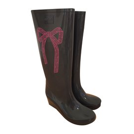 Valentino-stivali di gomma rainboots fiocco grigio-Grigio