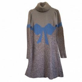 Manoush Pullover Strickkleid Beige