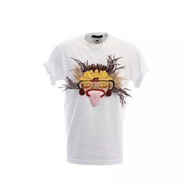 Dsquared2 3d tribal mask tshirt Blanc