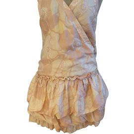 Abito in seta Marc Jacobs Beige e Rosa Chiaro Beige