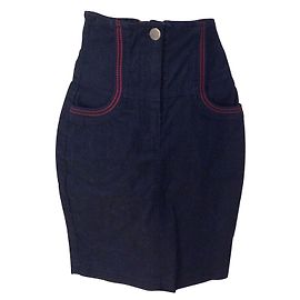 Saia Jeans Jean Paul Gaultier de Cintura Alta Azul Azul