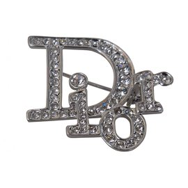 Dior Broche strass logo Argenté