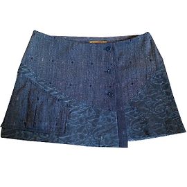 Kenzo Wickelrock Mini Dunkelgrau Baumwolle Wolle Anthrazitgrau