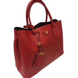 Prada-Saffiano alinhado Bag-Vermelho