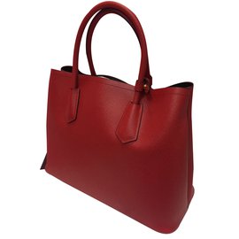 Prada-Saffiano Double Bag-Red