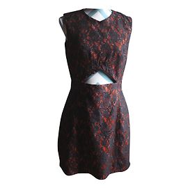 Vestido de renda preto e vermelho Adolfo Dominguez Preto