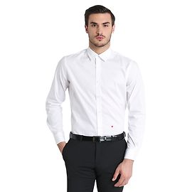 Camicia Moschino in popeline con cuore bianco ricamato Bianco