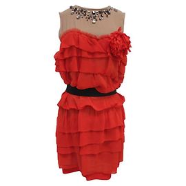 Lanvin For H&M Robe à volants Rouge