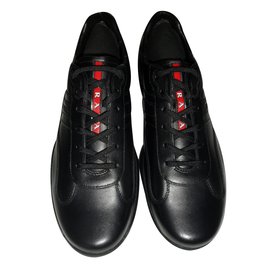black leather prada sneakers
