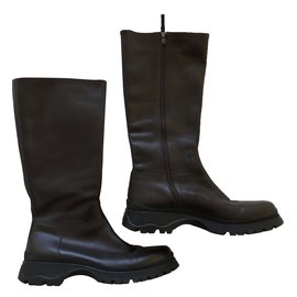 Prada-Leather Boots-Chocolate