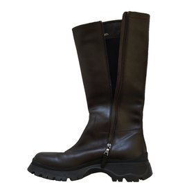 Prada-Leather Boots-Chocolate