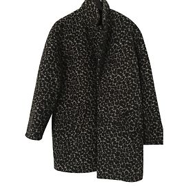 Ikks Mantel Schwarz Leopardenprint Anthrazitgrau