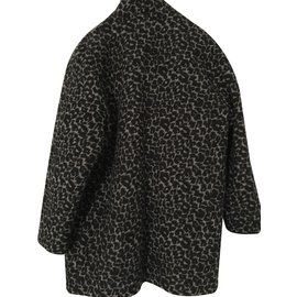 Ikks-Manteau-Noir,Imprimé léopard,Gris anthracite