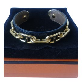Hermès-Bracelet Chaine d'ancre-Noir,Doré
