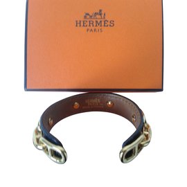 Hermès-Bracelet Chaine d'ancre-Noir,Doré