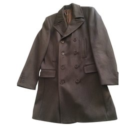 Autre Marque ECCE Double Breasted Wool Coat Brown Brown