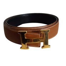Hermès Gürtel Schwarz Karamell