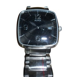 Autre Marque-Design de homens de Alfex preto discagem novo relógio de pulso-Prata