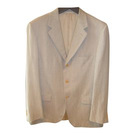 Yves Saint Laurent-BEIGE LINEN JACKET IT 52-Beige