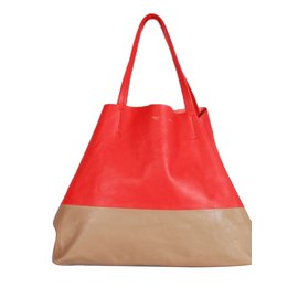 Céline-Celine tote handbag-Red,Caramel