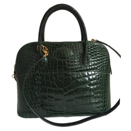 Hermès-Green Crocodile Bolide bag-Green
