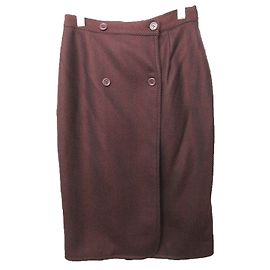 Missoni Wool Herringbone Wrap Skirt Dark red