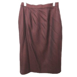 Missoni-Missoni Wool Herringbone Wrap Skirt-Dark red