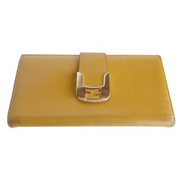 Fendi-Fendi Bifold billetera de cuero larga con logo-Amarillo