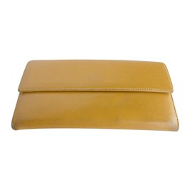 Fendi-Carteira longa do logotipo do couro de Fendi Bifold-Amarelo