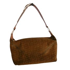 Céline Borsa a tracolla con logo Monogram in pelle scamosciata Marrone