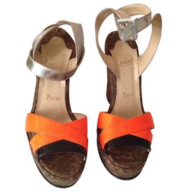 Christian Louboutin-Wedge mules-Silvery