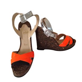 Christian Louboutin-Wedge mules-Silvery
