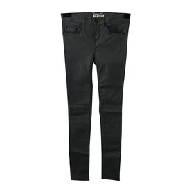 Saint Laurent Calça de couro Cinza