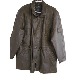 Pierre Balmain-Balmain Quilted Leather Men's Coat-Khaki
