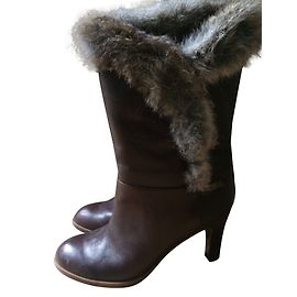 Véronique Branquinho Botas De Pele Chocolate