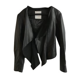 Ikks Lederjacke Schwarz