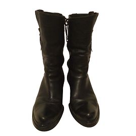 Miu Miu Grene Leather Ankle Boots Black Black
