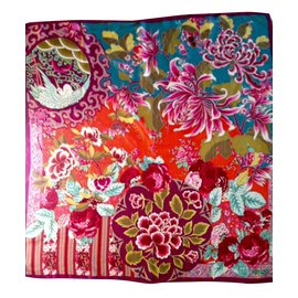 Kenzo Cachecol Rosa Vermelho Verde