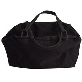Pollini Monogram Canvas Handbag Black Black